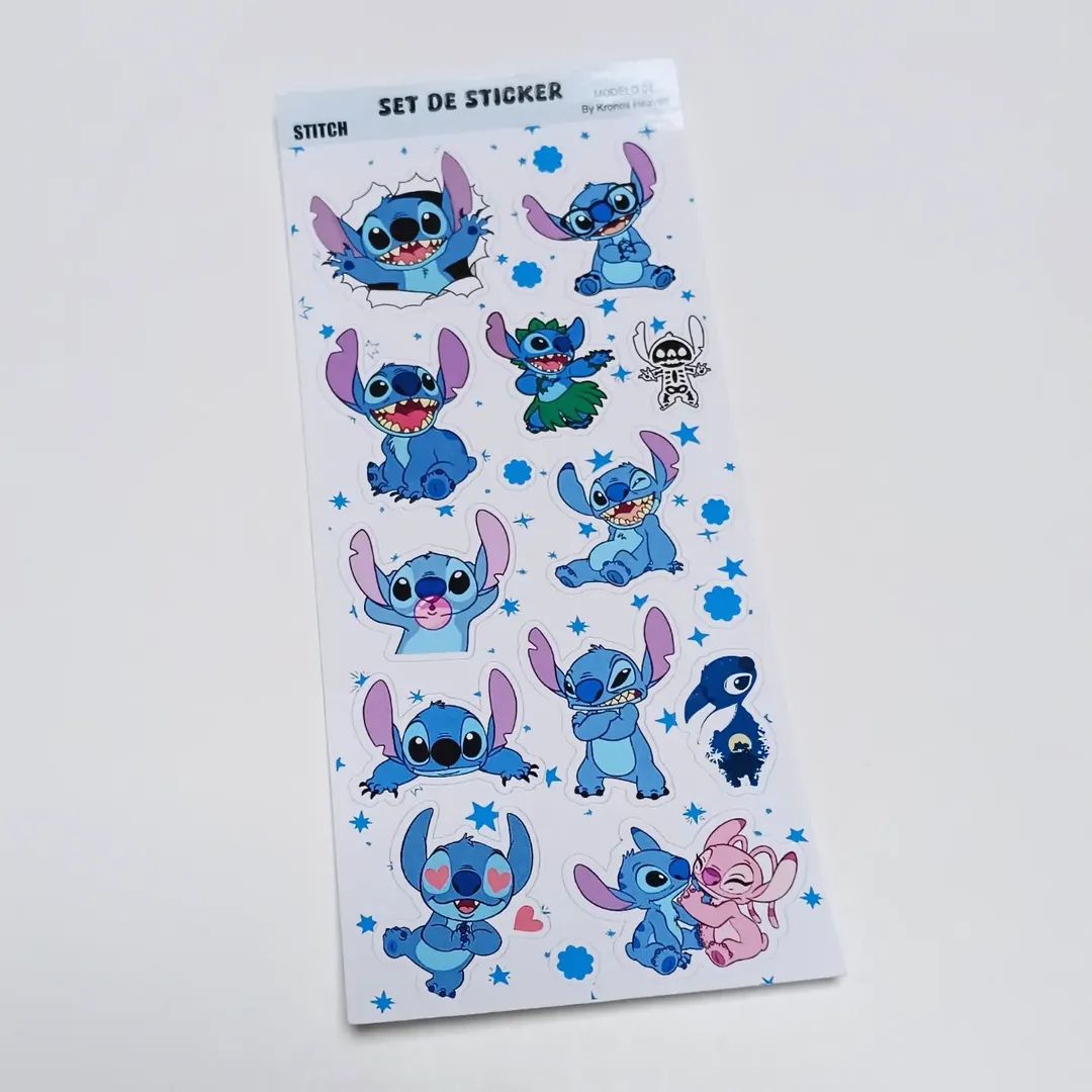 Set Sticker Alargado Stitch 01