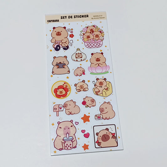 Set Sticker Alargado Capibara