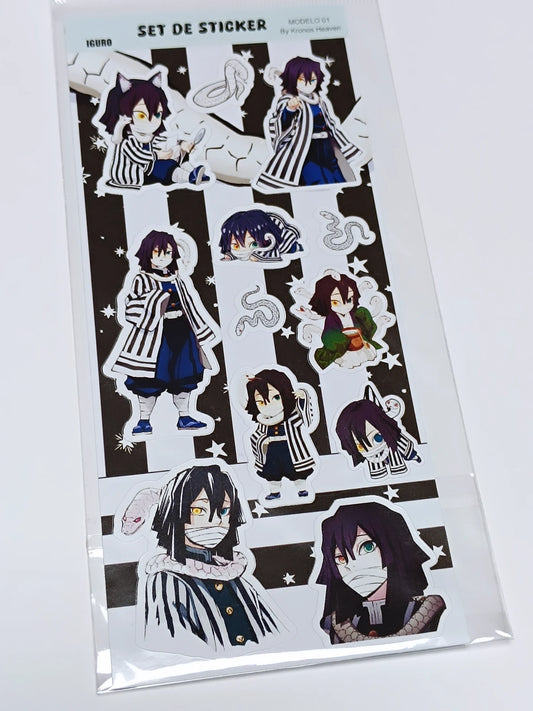 Set Stickers Alargado Iguro Obanai