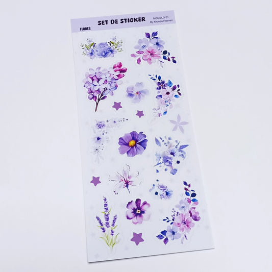 Set Sticker Alargado Flores