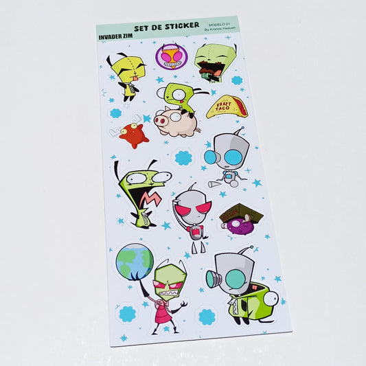 Set Sticker Alargado Invasor ZIM